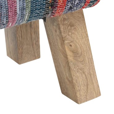 vidaXL παγκάκι 40x30x45cm Αληθινό Δέρμα Πολύχρωμο