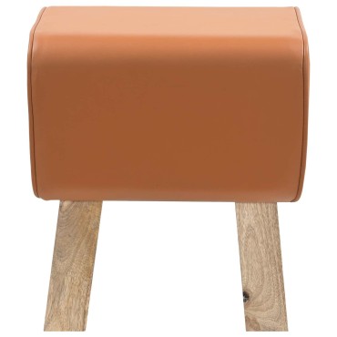 vidaXL παγκάκι 40x30x45cm Αληθινό Δέρμα Καφέ