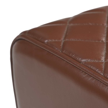 vidaXL παγκάκι 40x30x45cm Αληθινό Δέρμα Καφέ με σχέδιο ρόμβου