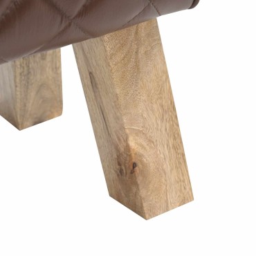 vidaXL παγκάκι 40x30x45cm Αληθινό Δέρμα Καφέ με σχέδιο ρόμβου