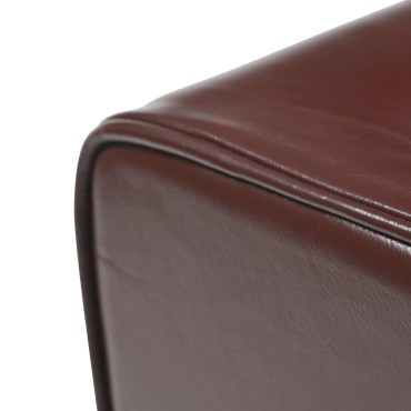 vidaXL παγκάκι 110x30x45cm Αληθινό Δέρμα Σκούρο Καφέ