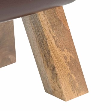 vidaXL παγκάκι 110x30x45cm Αληθινό Δέρμα Σκούρο Καφέ