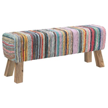 vidaXL παγκάκι 110x30x45cm Αληθινό Δέρμα Πολύχρωμο