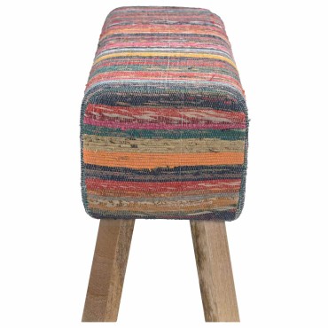 vidaXL παγκάκι 110x30x45cm Αληθινό Δέρμα Πολύχρωμο