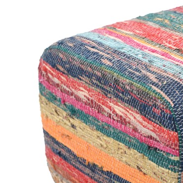 vidaXL παγκάκι 110x30x45cm Αληθινό Δέρμα Πολύχρωμο