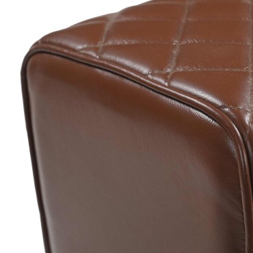 vidaXL παγκάκι 110x30x45cm Αληθινό Δέρμα Καφέ με σχέδιο ρόμβου