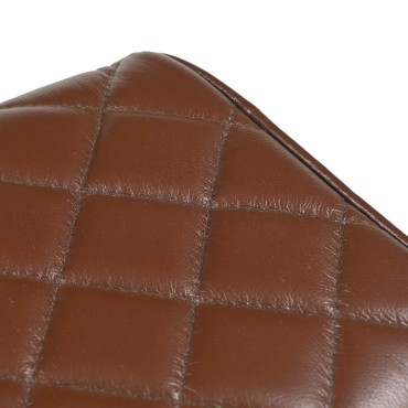 vidaXL παγκάκι 110x30x45cm Αληθινό Δέρμα Καφέ με σχέδιο ρόμβου