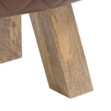 vidaXL παγκάκι 110x30x45cm Αληθινό Δέρμα Καφέ με σχέδιο ρόμβου