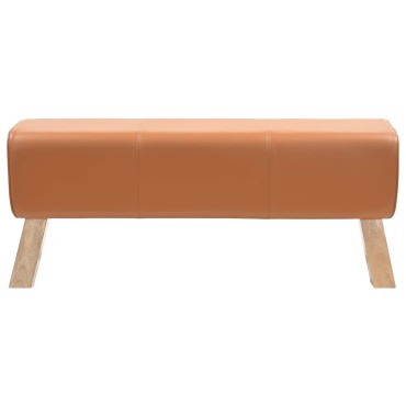 vidaXL παγκάκι 110x30x45cm Αληθινό Δέρμα Καφέ