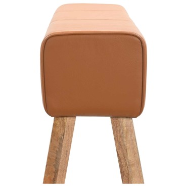 vidaXL παγκάκι 110x30x45cm Αληθινό Δέρμα Καφέ