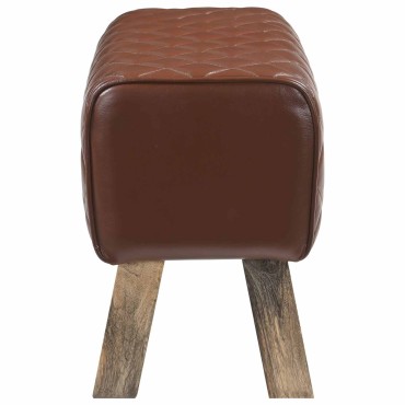 vidaXL παγκάκι 60x30x45cm Αληθινό Δέρμα Καφέ με σχέδιο ρόμβου