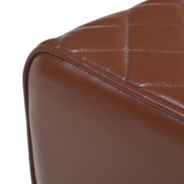 vidaXL παγκάκι 60x30x45cm Αληθινό Δέρμα Καφέ με σχέδιο ρόμβου