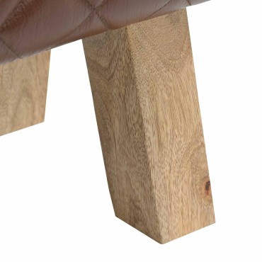 vidaXL παγκάκι 60x30x45cm Αληθινό Δέρμα Καφέ με σχέδιο ρόμβου