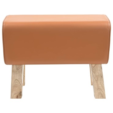 vidaXL παγκάκι 60x30x45cm Αληθινό Δέρμα Καφέ