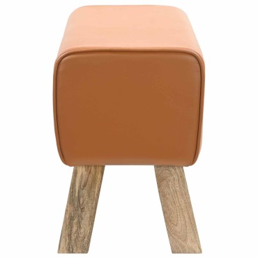 vidaXL παγκάκι 60x30x45cm Αληθινό Δέρμα Καφέ
