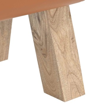 vidaXL παγκάκι 60x30x45cm Αληθινό Δέρμα Καφέ