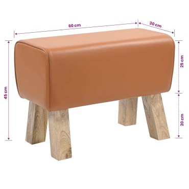 vidaXL παγκάκι 60x30x45cm Αληθινό Δέρμα Καφέ