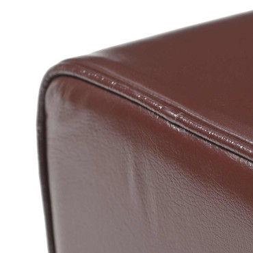 vidaXL παγκάκι 60x30x45cm Αληθινό Δέρμα Σκούρο Καφέ