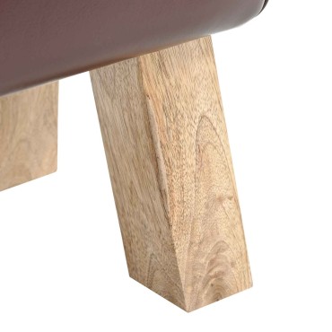 vidaXL παγκάκι 60x30x45cm Αληθινό Δέρμα Σκούρο Καφέ