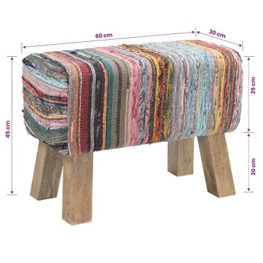 vidaXL παγκάκι 60x30x45cm Αληθινό Δέρμα Πολύχρωμο