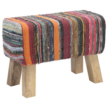 vidaXL παγκάκι 60x30x45cm Αληθινό Δέρμα Πολύχρωμο