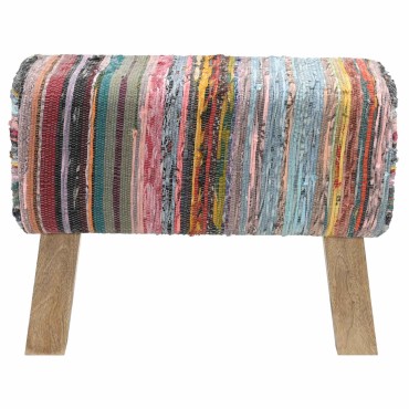 vidaXL παγκάκι 60x30x45cm Αληθινό Δέρμα Πολύχρωμο