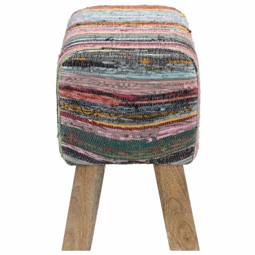 vidaXL παγκάκι 60x30x45cm Αληθινό Δέρμα Πολύχρωμο