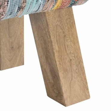 vidaXL παγκάκι 60x30x45cm Αληθινό Δέρμα Πολύχρωμο