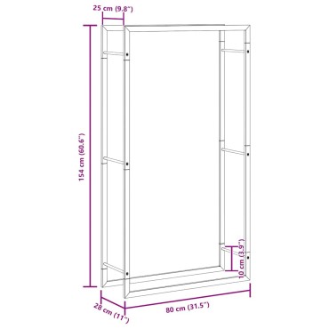 vidaXL Ράφι Ξύλων Μαύρη Ματ Ατσάλινη 80x28x154 εκ.