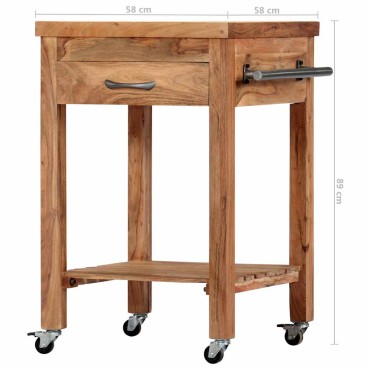 vidaXL Τρόλεϊ Κουζίνας 58x58x89cm από Μασίφ Ξύλο Ακακίας 1 τεμ.