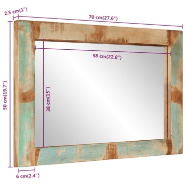 vidaXL Καθρέφτης 70 x 50 εκ. από Μασίφ Ανακυκλωμένο Ξύλο και Γυαλί