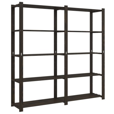 vidaXL Ραφιέρα με 5 Ράφια Μαύρο 170 x 38 x 170 εκ. Μασίφ Ξύλο Πεύκου