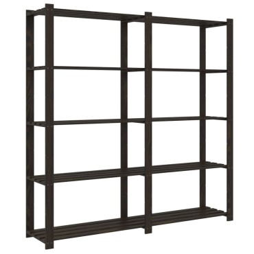 vidaXL Ραφιέρα με 5 Ράφια Μαύρο 170 x 38 x 170 εκ. Μασίφ Ξύλο Πεύκου