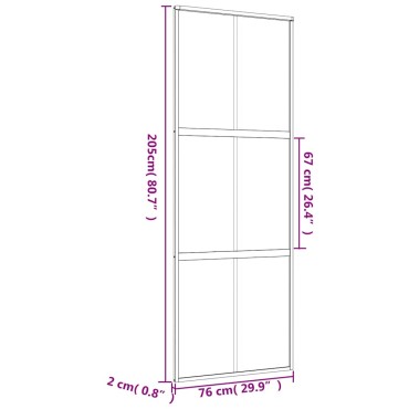 vidaXL Συρόμενη Πόρτα Χρυσή 76 x 205εκ. από Αμμοβολή ESG και Αλουμίνιο