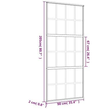vidaXL Συρόμενη Πόρτα Χρυσή 90x205 εκ. Αμμοβολή ESG Γυαλί/Αλουμίνιο