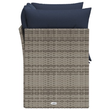 vidaXL Καναπές Κήπου με μαξιλάρι Γκρι 124x62x69cm Πολυ ράταν