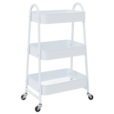 vidaXL Τρόλεϊ αποθήκευσης 3 επιπέδων Λευκό 42x41,5x77 cm Χάλυβας