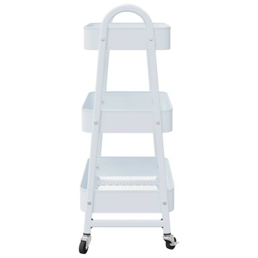 vidaXL Τρόλεϊ αποθήκευσης 3 επιπέδων Λευκό 42x41,5x77 cm Χάλυβας
