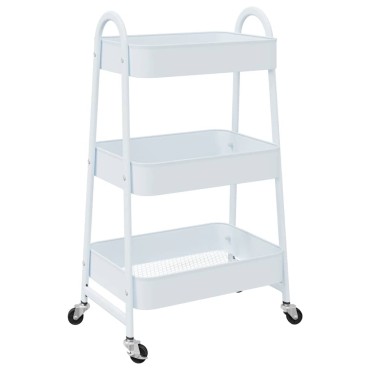 vidaXL Τρόλεϊ αποθήκευσης 3 επιπέδων Λευκό 42x41,5x77 cm Χάλυβας