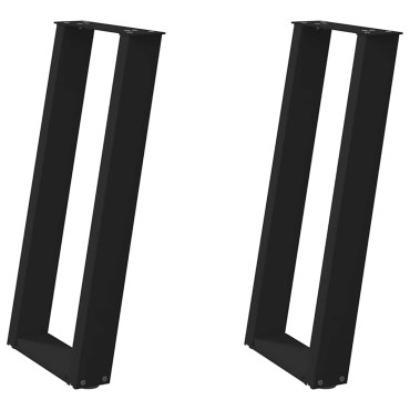 vidaXL Πόδια Κονσόλας σε Σχήμα U 2 τεμ. Μαύρο 38x(72-73)cm Ατσάλι