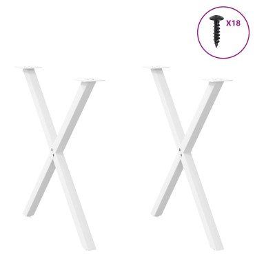 vidaXL Πόδια Τραπεζαρίας σε Σχήμα Χ, 2 τεμ. Λευκά 70x(72-73)cm Ατσάλι