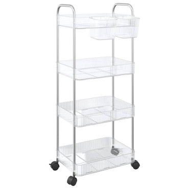 vidaXL Καρότσι αποθήκευσης 4 Επίπεδα Διαφανές 37x28x95 εκ. Ακρυλικό