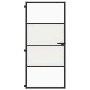 vidaXL Εσωτερική Πόρτα Μαύρη 93 x 201,5 εκ. Ψημένο Γυαλί & Αλουμίνιο