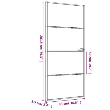 vidaXL Εσωτερική Πόρτα Μαύρη 93 x 201,5 εκ. Ψημένο Γυαλί & Αλουμίνιο