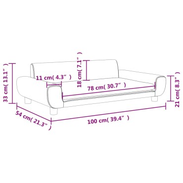 vidaXL Καναπές Παιδικός Ανοιχτό Γκρι 100x54x33cm από Βελούδο 1 τεμ.