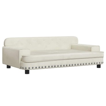 vidaXL Καναπές Παιδικός Κρεμ 90x53x30cm από Βελούδο 1 τεμ.