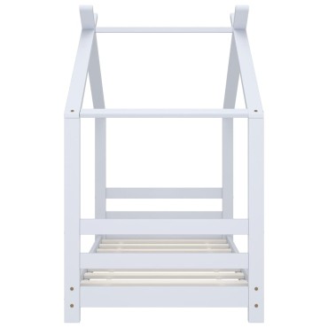 vidaXL Πλαίσιο Κρεβατιού Παιδικό Λευκό 70x140cm Μασίφ Ξύλο Πεύκου 1 τεμ. - Μονό