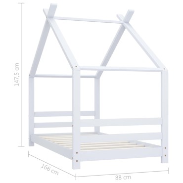 vidaXL Πλαίσιο Κρεβατιού Παιδικό Λευκό 80x160cm Μασίφ Ξύλο Πεύκου 1 τεμ. - Μονό