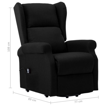 vidaXL Πολυθρόνα με Ανύψωση Μαύρη Υφασμάτινη 73x95x103cm 1 τεμ.