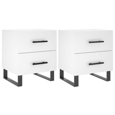 vidaXL Κομοδίνα 2 τεμ. Λευκά 40x35x47,5cm από Επεξεργασμένο Ξύλο